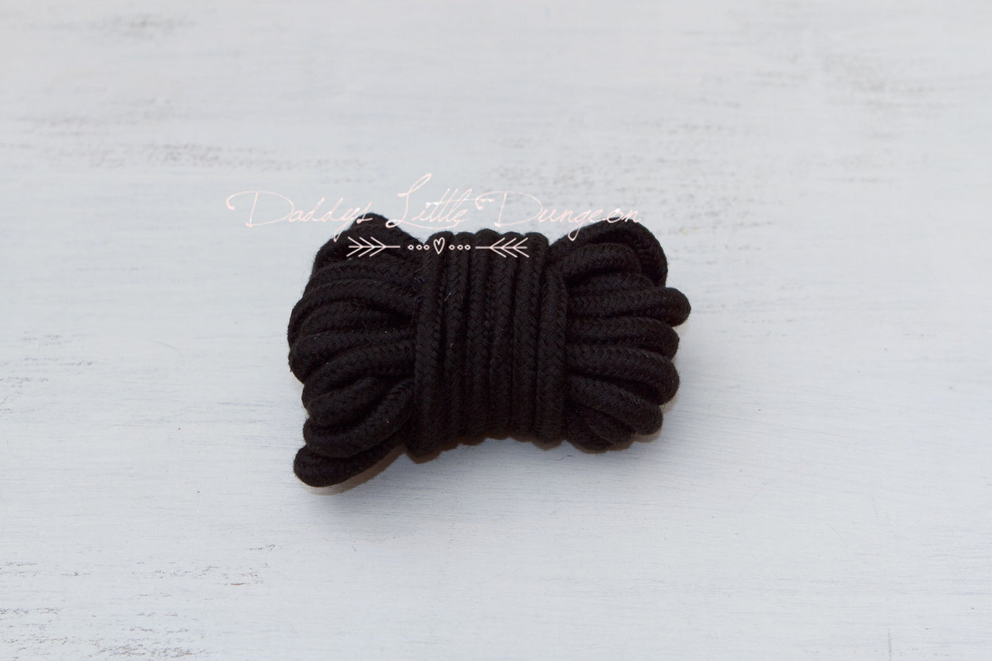 Goth Black BDSM rope for bondage, rope bunny, pet play, petplay, DDLG, and shibari.