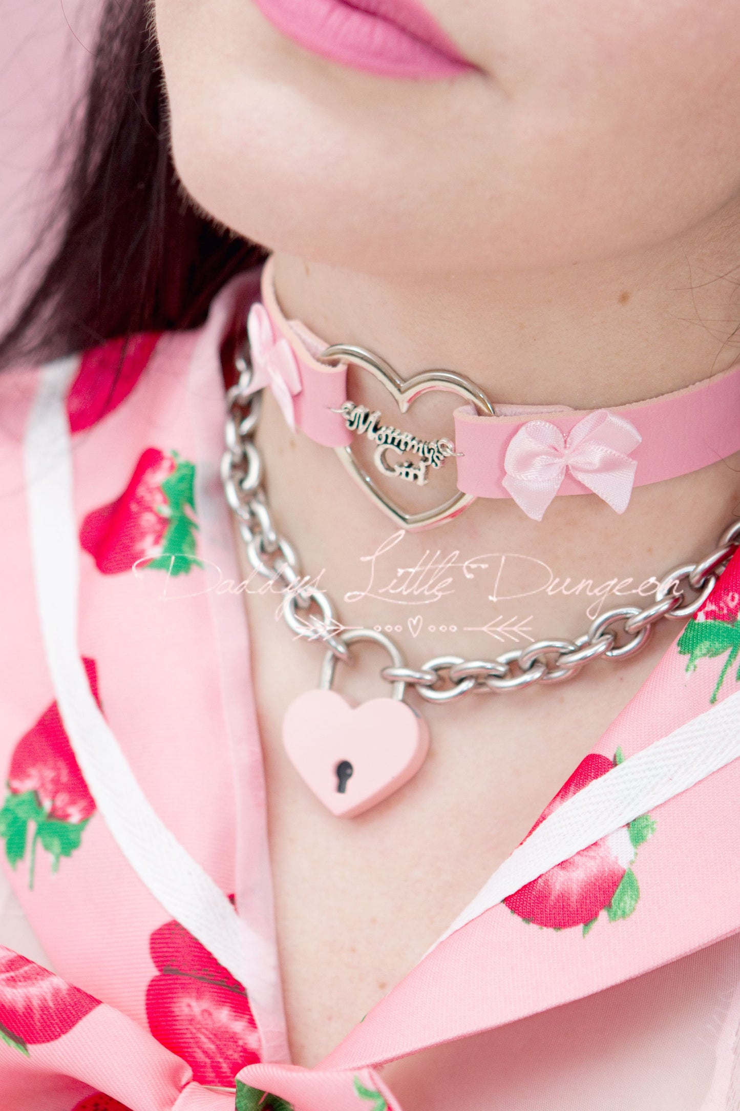 MDLG Purple MOMMY'S GIRL Charm Heart Day Collar Lolita Choker Satin Bows Pet Play Kitty Sub Little Baby Petplay abdl mature pride bdsm mdlb