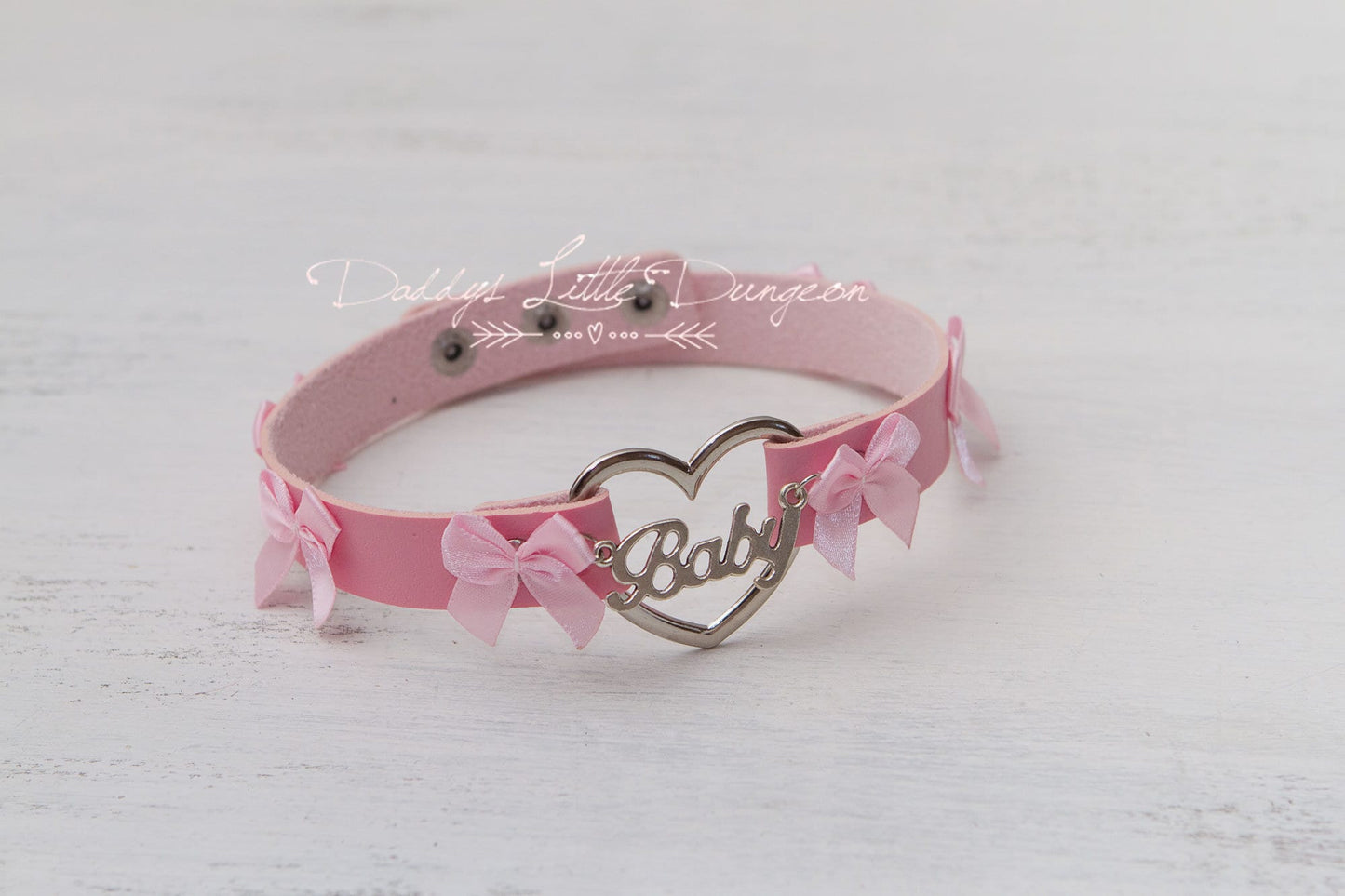 DDLG Pretty Pink BABY Bondage Collar Leash Ball Gag Set Bows Submissive Master Girly Sissy Daddys Little Girl Kawaii ABDL mature bdsm mommy