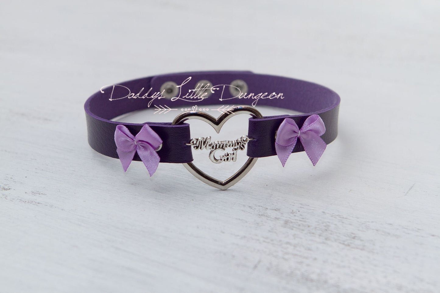 MDLG Purple MOMMY'S GIRL Charm Heart Day Collar Lolita Choker Satin Bows Pet Play Kitty Sub Little Baby Petplay abdl mature pride bdsm mdlb