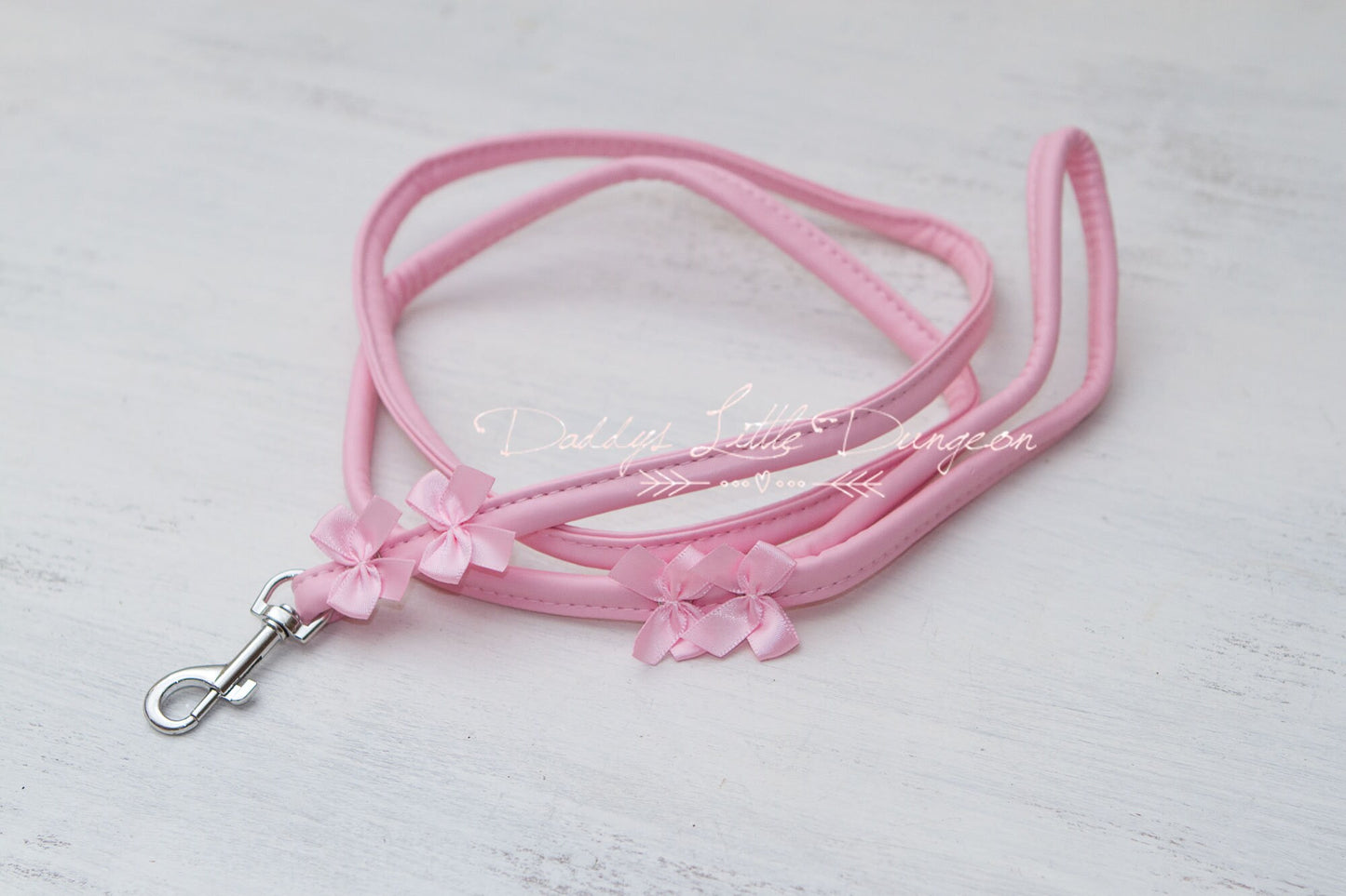 DDLG Pretty Pink BDSM Daddy's Girl Bondage Collar & Leash Set Bows Submissive Master Girly Sub Sissy Little Kawaii ABDL mature Baby mommy