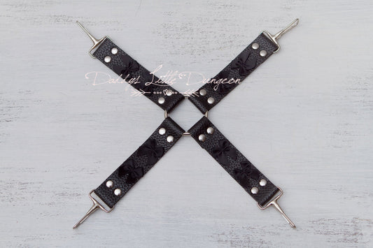 DDLG Pretty Goth BDSM Bondage Harness Hogtie Hog tie for Hand Wrist Cuffs Roses Girly Sub Daddys Little Girl Kitten Furry Kawaii ABDL mature