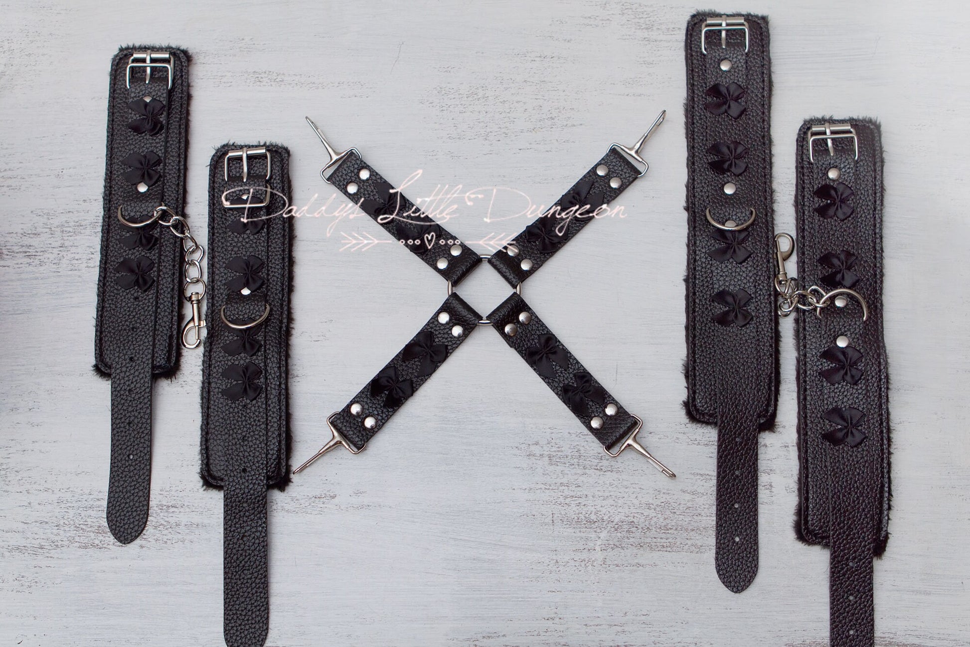 Bdsm HOGTIE BONDAGE SET Wrist Ankle Cuffs Harness Restraints Bow bdsm-hogtie-bondage-set-wrist-ankle-cuffs-harness-restraints-bow