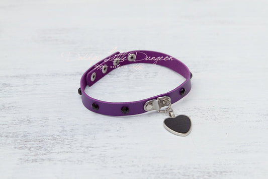 Purple Glam Bling Rhinestone Bell Cat Custom Kitten Heart Day Collar Choker Pet Play Kitty Sub Daddys Little Girl Cosplay Petplay Sissy
