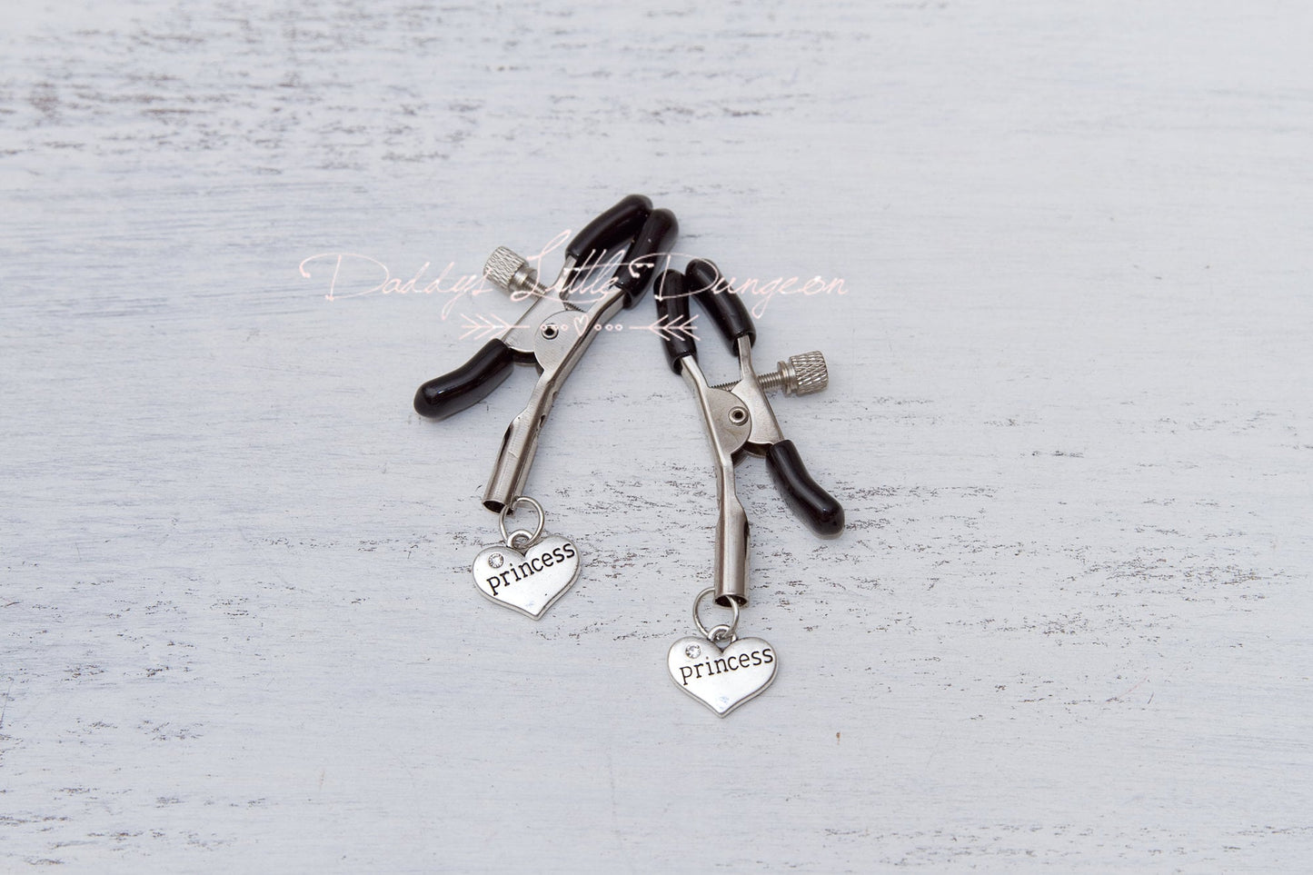 Black BDSM Bondage Fetish Rhinestone Nipple Clamps - Daddy, Baby Girl, Princess, Baby Boy, DDLG Daddy's Little, Petplay Gear Sex Toys mature