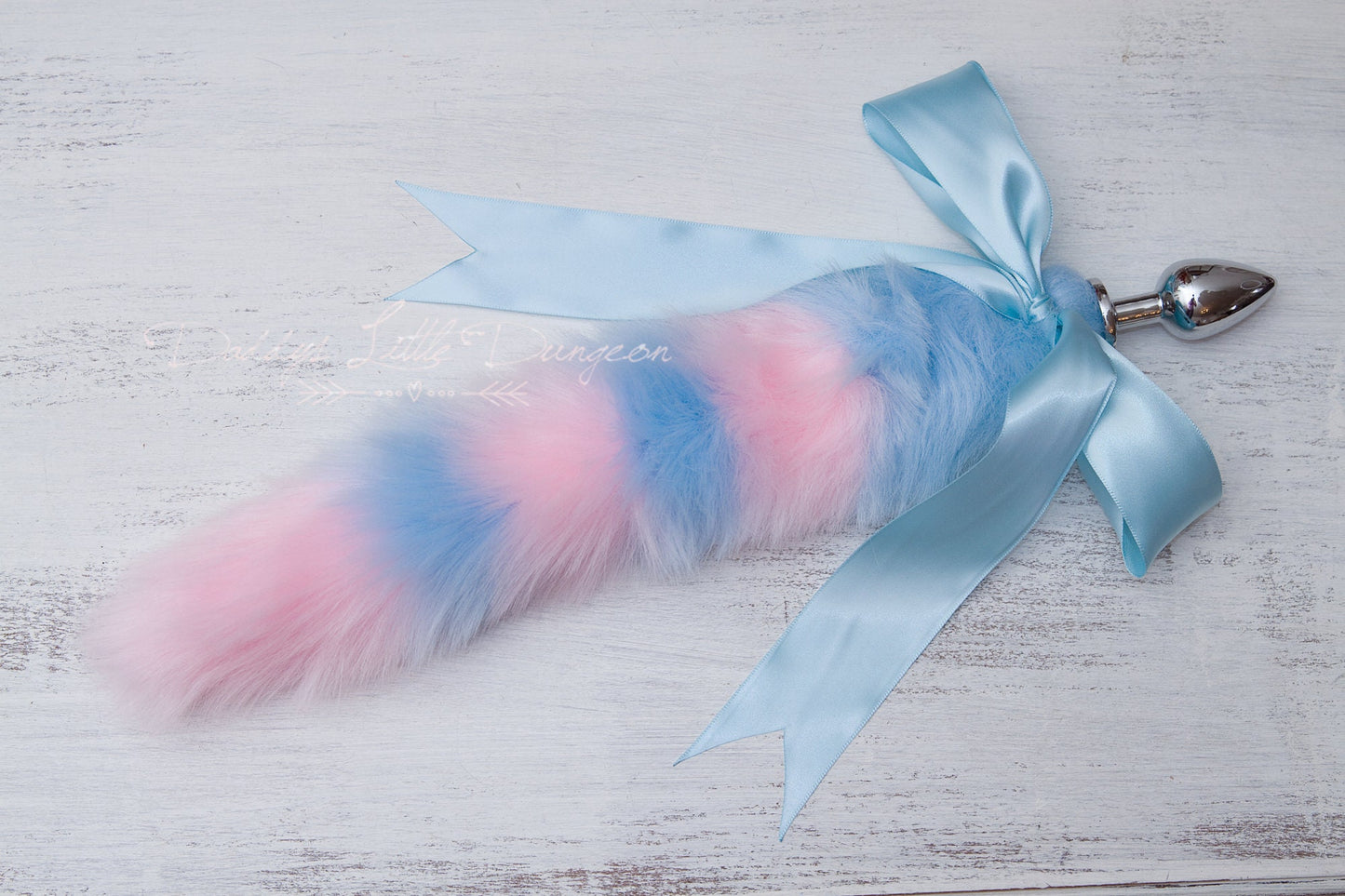Pretty Pink & Blue Pet Play Set - Big Furry Kitten Ears, Collar, Fox Tail Butt Plug Anal Sex Toy, Cat Cosplay Petplay BDSM DDLG mature 18+